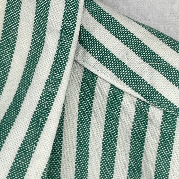 POLO RALPH LAUREN Shirt Men L Awning Striped Canvas Cotton Button Up Green Vtg - Picture 10 of 13